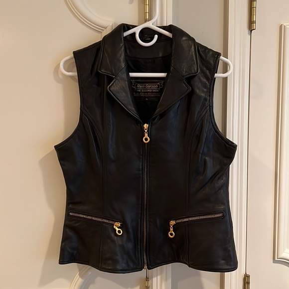 Jackets & Coats | Rem Garson The Second Skin Black Leather Vest Gold ...